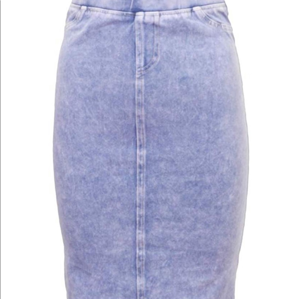 Light blue fake denim pencil skirt